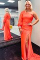 Long Mermaid One Shoulder Orange Prom Dresses Formal Evening Gowns 901660
