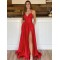 Long Red Prom Dresses Formal Evening Gowns with Pockets 901661