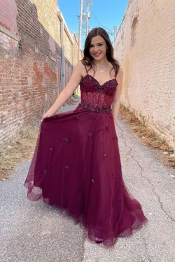 Long Grape Purple Prom Dresses Formal Evening Gowns 901662