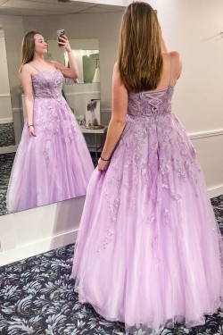 A-Line Lace Long Prom Dresses Formal Evening Gowns 901663