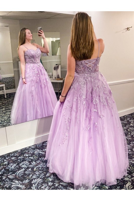 A-Line Lace Long Prom Dresses Formal Evening Gowns 901663