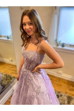 A-Line Lace Long Prom Dresses Formal Evening Gowns 901663