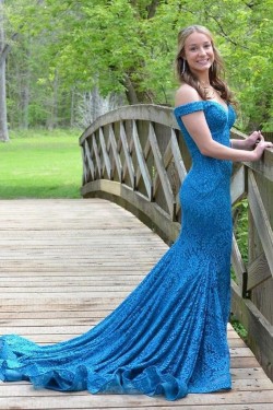 Long Mermaid Lace Prom Dresses Formal Evening Gowns 901664