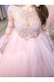 Long Pink Lace and Tulle Prom Dresses Formal Evening Gowns 901666
