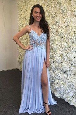 Long Chiffon and Lace Prom Dresses Formal Evening Gowns 901670