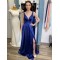 Long Royal Blue V Neck Prom Dresses Formal Evening Gowns 901672