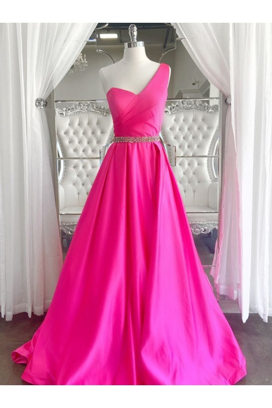 Long Fuchsia Beaded One Shoulder Prom Dresses Formal Evening Gowns 901674 Long Fuchsia Beaded One Shoulder Prom Dresses Formal Evening Gowns 901674