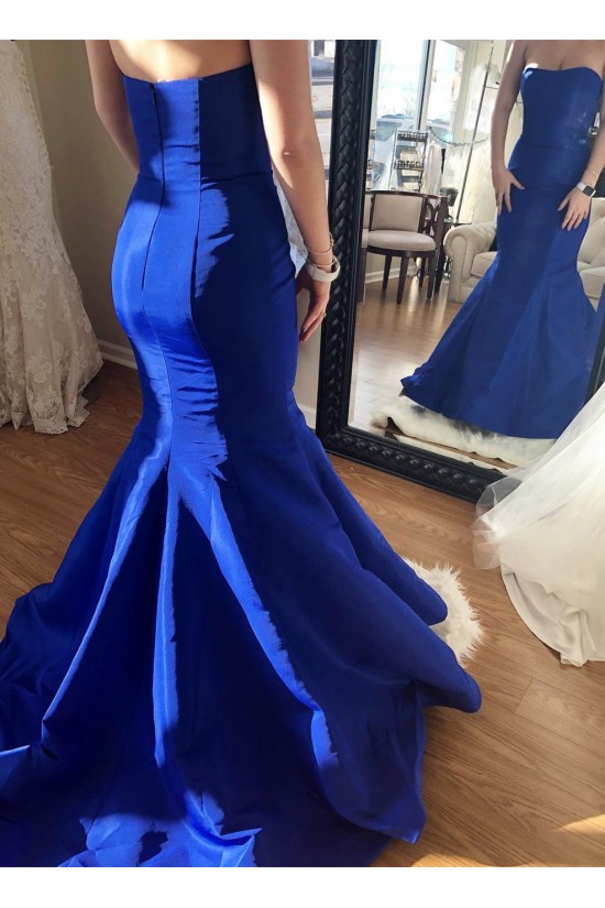 Long Yellow Mermaid Strapless Prom Dresses Formal Evening Gowns 901675