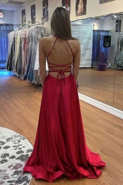 Long Red V Neck Prom Dresses Formal Evening Gowns 901678
