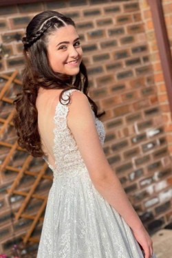 A-Line Lace Long Prom Dresses Formal Evening Gowns 901681