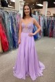 A-Line Lace and Chiffon Lilac Prom Dresses Formal Evening Gowns 901682