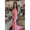 Long Pink Sequin Mermaid Prom Dresses Formal Evening Gowns 901683