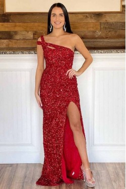 Long Red Sparkle Sequin Prom Dresses Formal Evening Gowns 901686