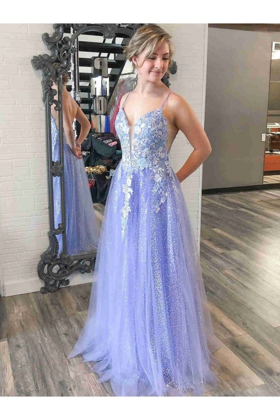 Long Blue Sparkle Lace and Tulle Prom Dresses Formal Evening Gowns 901697 Long Blue Sparkle Lace and Tulle Prom Dresses Formal Evening Gowns 901697