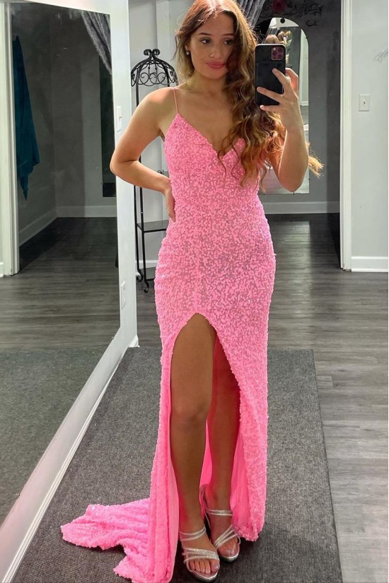 Elegant Long Pink Prom Dresses Formal Evening Gowns 901703