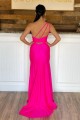 Long Pink One Shoulder Prom Dresses Formal Evening Gowns 901705