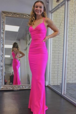 Long Fuchsia Mermaid Prom Dresses Formal Evening Gowns 901706