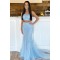 Long Blue Two Pieces Lace Prom Dresses Formal Evening Gowns 901707