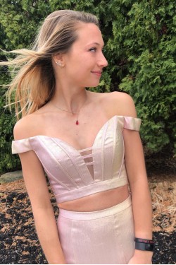 Mermaid Two Pieces Off the Shoulder Prom Dresses Formal Evening Gowns 901711