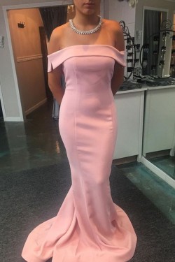 Long Pink Mermaid Prom Dresses Formal Evening Gowns 901718