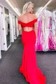 Long Red Mermaid Off the Shoulder Prom Dresses Formal Evening Gowns 901725 Long Red Mermaid Off the Shoulder Prom Dresses Formal Evening Gowns 901725