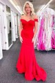Long Red Mermaid Off the Shoulder Prom Dresses Formal Evening Gowns 901725 Long Red Mermaid Off the Shoulder Prom Dresses Formal Evening Gowns 901725