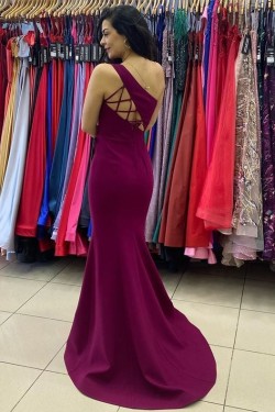 Long Mermaid One Shoulder Prom Dresses Formal Evening Gowns 901726