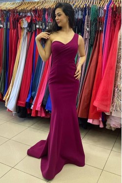Long Mermaid One Shoulder Prom Dresses Formal Evening Gowns 901726
