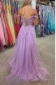 Long Lilac Lace and Tulle Prom Dresses Formal Evening Gowns 901731