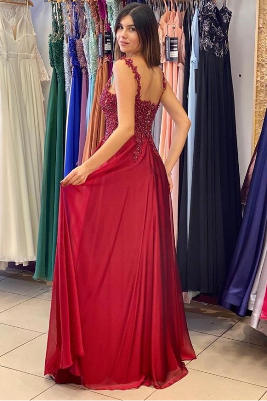 Long Red Lace and Chiffon Prom Dresses Formal Evening Gowns 901734 Long Red Lace and Chiffon Prom Dresses Formal Evening Gowns 901734