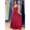 Long Red Lace and Chiffon Prom Dresses Formal Evening Gowns 901734
