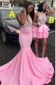 Long Pink Mermaid Lace Prom Dresses Formal Evening Gowns 901742 Long Pink Mermaid Lace Prom Dresses Formal Evening Gowns 901742