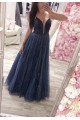 Long Navy Blue Tulle Sparkle Prom Dresses Formal Evening Gowns 901748 Long Navy Blue Tulle Sparkle Prom Dresses Formal Evening Gowns 901748