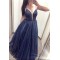 Long Navy Blue Tulle Sparkle Prom Dresses Formal Evening Gowns 901748