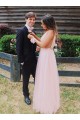 A-Line Long Pink Tulle Prom Dresses Formal Evening Gowns 901755