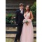 A-Line Long Pink Tulle Prom Dresses Formal Evening Gowns 901755