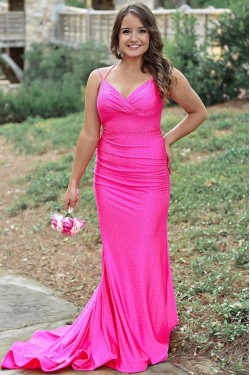 Mermaid Long Fuchsia Prom Dresses Formal Evening Gowns 901758