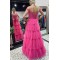 A-Line Fuchsia Tulle Long Prom Dresses Formal Evening Gowns 901759