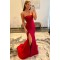 Long Red Mermaid Strapless Prom Dresses Formal Evening Gowns 901762