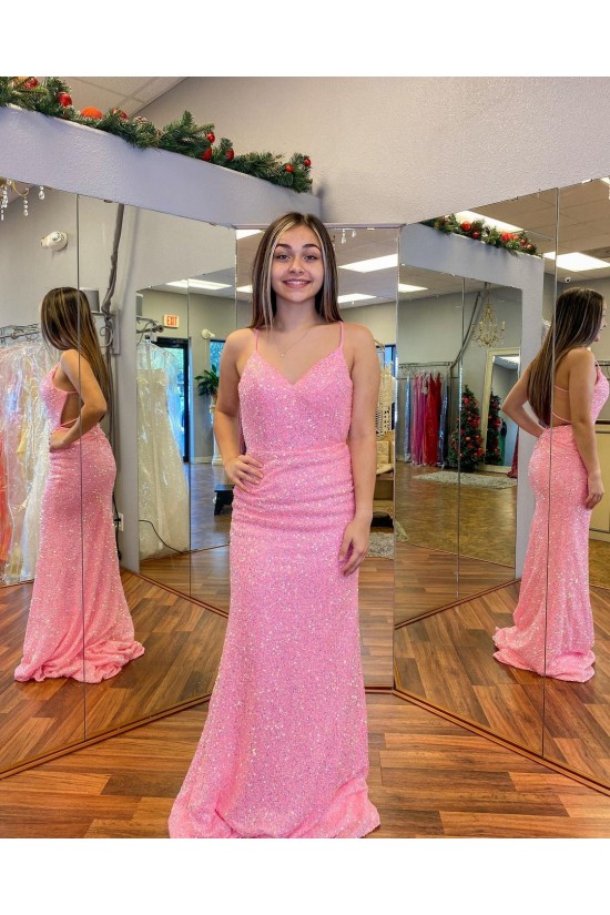 Long Pink Sparkle Sequins Prom Dresses Formal Evening Gowns 901769 Long Pink Sparkle Sequins Prom Dresses Formal Evening Gowns 901769