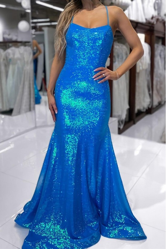 Elegant Mermaid Long Orange Sparkle Sequins Prom Dresses Formal Evening Gowns 901771