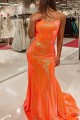 Elegant Mermaid Long Orange Sparkle Sequins Prom Dresses Formal Evening Gowns 901771