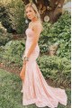 Elegant Mermaid Long Strapless Lace Prom Dresses Formal Evening Gowns 901775