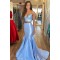 Long Blue Mermaid Two Pieces Prom Dresses Formal Evening Gowns 901777