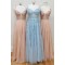 A-Line Long Blue Lace and Tulle Prom Dresses Formal Evening Gowns 901782