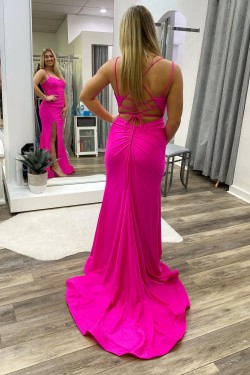 Long Mermaid Fuchsia Prom Dresses Formal Evening Gowns 901783