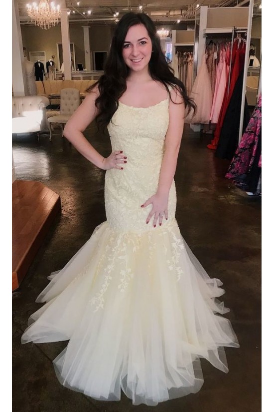 Long Mermaid Lace and Tulle Prom Dresses Formal Evening Gowns 901787