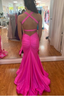 Long Fuchsia Mermaid Prom Dresses Formal Evening Gowns 901788