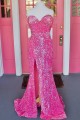 Long Fuchsia Sweetheart Sparkle Sequins Prom Dresses Formal Evening Gowns 901792