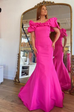 Long Mermaid Fuchsia Prom Dresses Formal Evening Gowns 901794